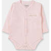 Hello World Pima Long Sleeve Snapped Bodysuit, Pink - Onesies - 1 - thumbnail