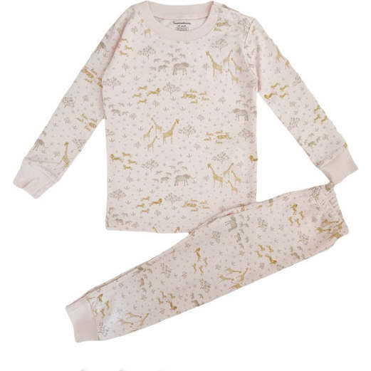 Safari Pima Snug Fit Long Pajama Set, Pink - Pajamas - 1