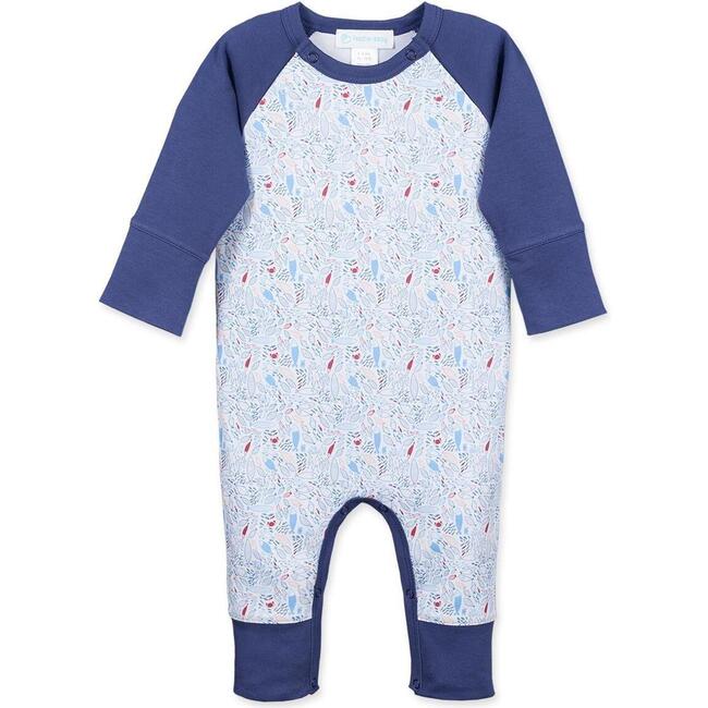 Sailor-Sleeve Romper, Crowded Fish on Baby Blue