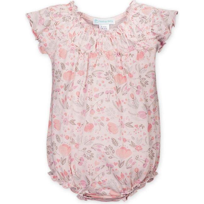 Ruched Bubble, Caroline Floral on Coral - Onesies - 1