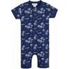 Henley Romper, Vintage Hawaii, White on Indigo - Rompers - 1 - thumbnail