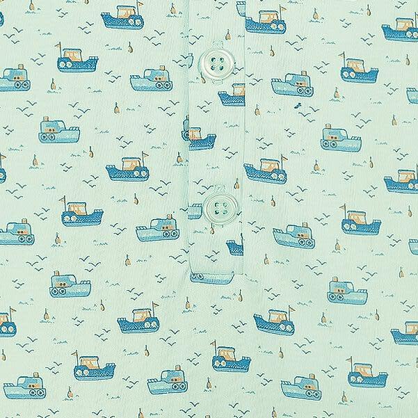Henley Romper, Tugboats on Aqua - Rompers - 2