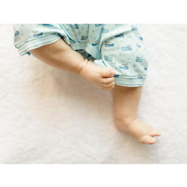 Henley Romper, Tugboats on Aqua - Rompers - 4