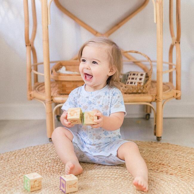 Henley Romper, Sea Turtles on Baby Blue - Rompers - 3