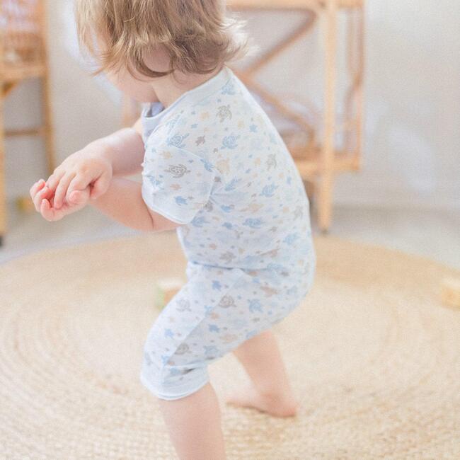 Henley Romper, Sea Turtles on Baby Blue - Rompers - 4
