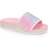 Miss Elsa Slide, Zebra Rainbow Glitter - Sandals - 5