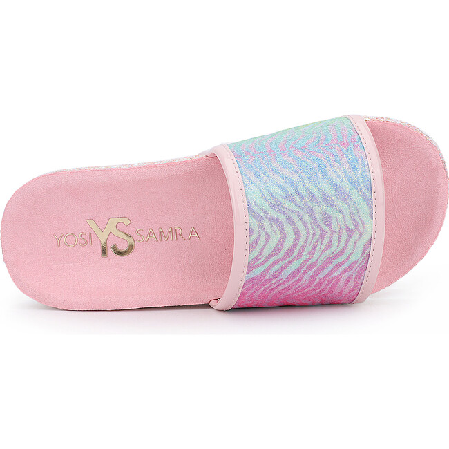 Miss Elsa Slide, Zebra Rainbow Glitter - Sandals - 6