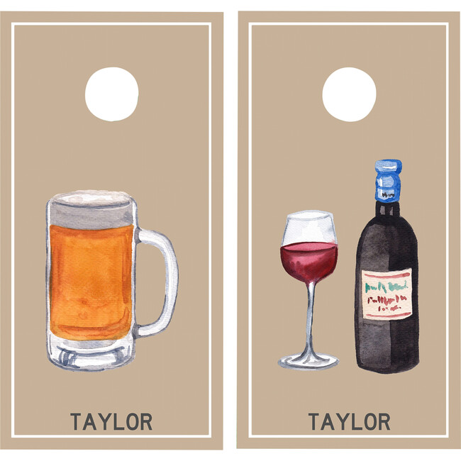 Luxury Beer And Wine Personalized Cornhole Board Set