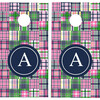 Luxury Camden Madras Monogrammed Cornhole Board Set - Outdoor Games - 1 - thumbnail