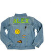 Custom Light Wash Denim Jacket, Green Letters - Denim Jackets - 1 - thumbnail