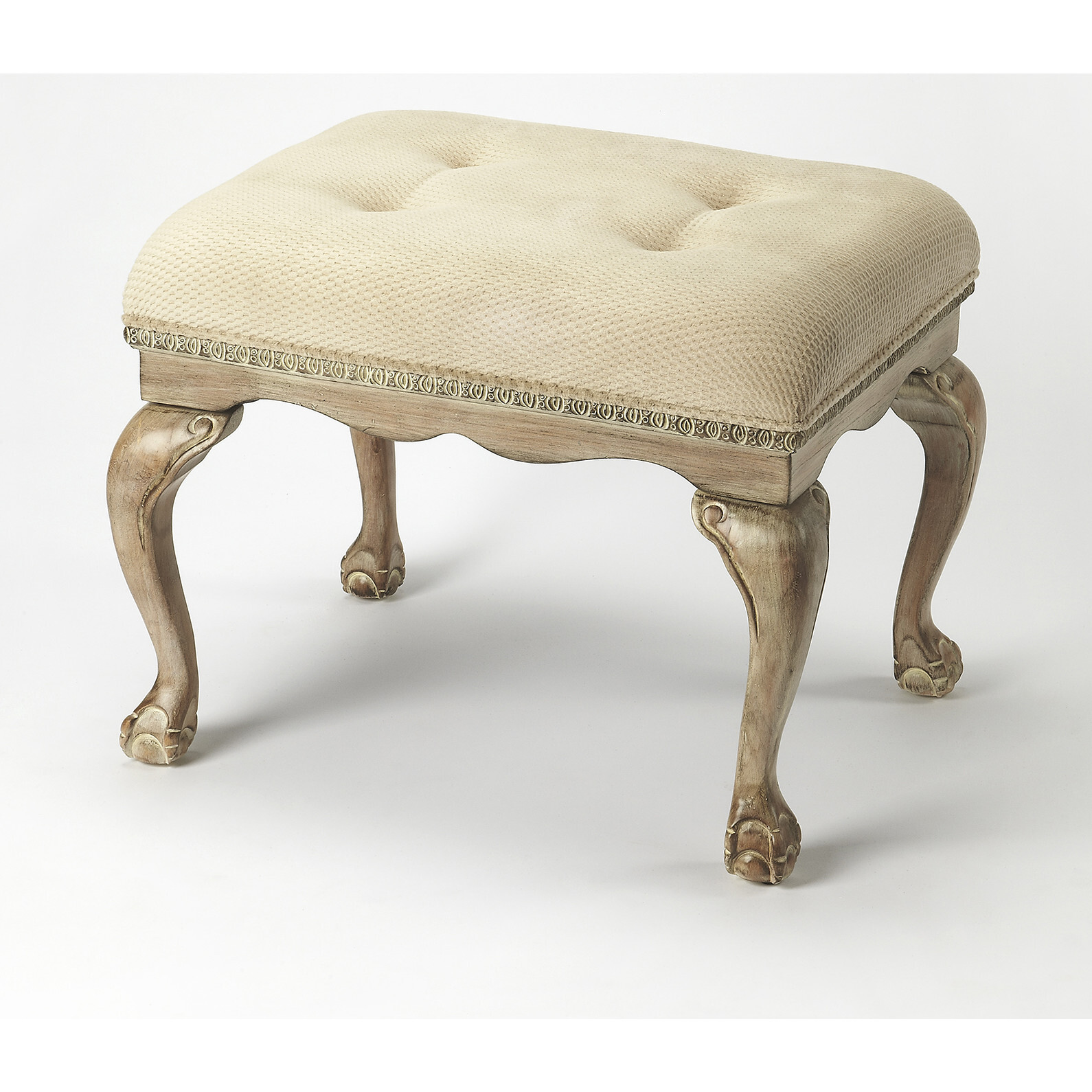 Ashford Upholstered Vanity Stool, Driftwood - Ottomans - 1
