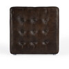 Leon Button-Tufted Leather Ottoman, Chocolate - Ottomans - 3 - thumbnail