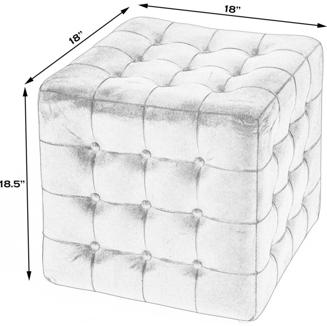 Leon Button-Tufted Leather Ottoman, Chocolate - Ottomans - 6