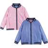 Reversible Sparkle Bomber Jacket, Blue - Jackets - 1 - thumbnail