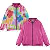 Floral Bomber Jacket, Pink - Jackets - 1 - thumbnail