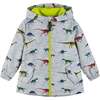 Dinosaur Raincoat, Grey - Jackets - 1 - thumbnail