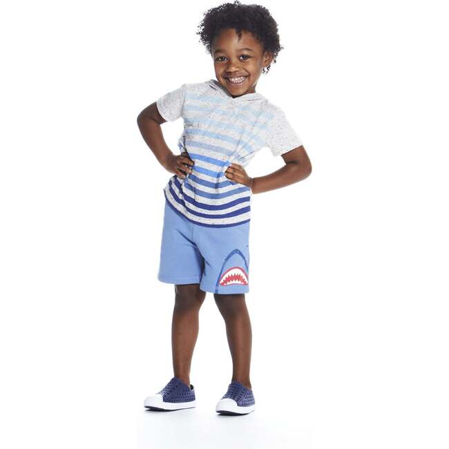 Striped Hoodie and Shark Short Set, Grey