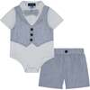 Baby Seersucker Playsuit, Blue - Mixed Apparel Set - 1 - thumbnail