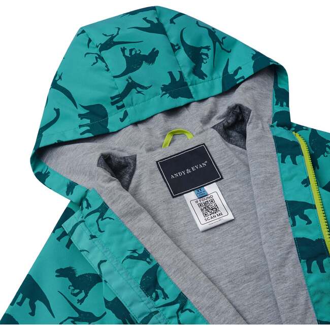 Printed Windbreaker, Turquoise - Jackets - 3