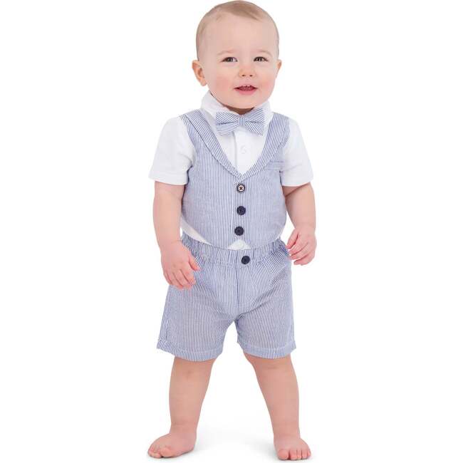 Baby Seersucker Playsuit, Blue - Mixed Apparel Set - 7