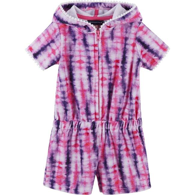 Tie Dye French Terry Romper Cover-Up, Pink