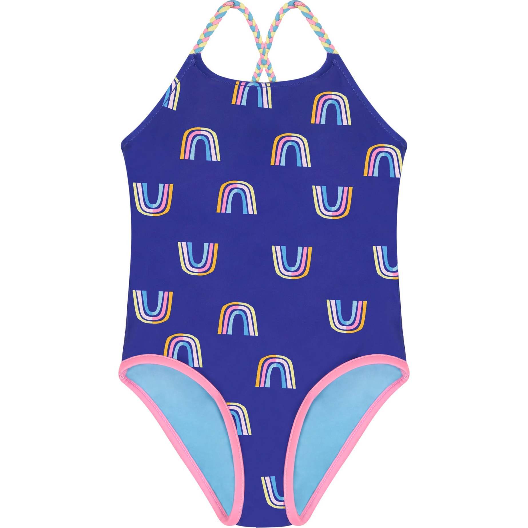 Purple and Ombre Reversible Rainbow Swimsuit, Navy - Andy & Evan