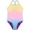 Purple and Ombre Reversible Rainbow Swimsuit, Navy - One Pieces - 5