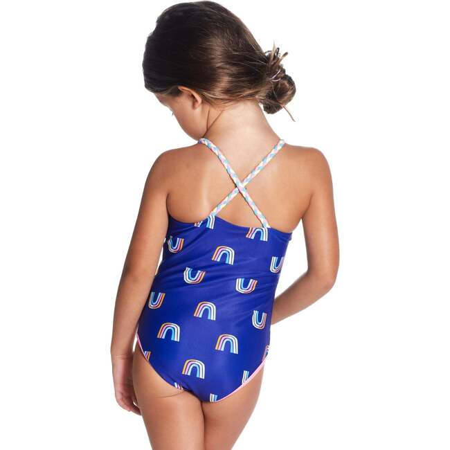 Purple and Ombre Reversible Rainbow Swimsuit, Navy - One Pieces - 6