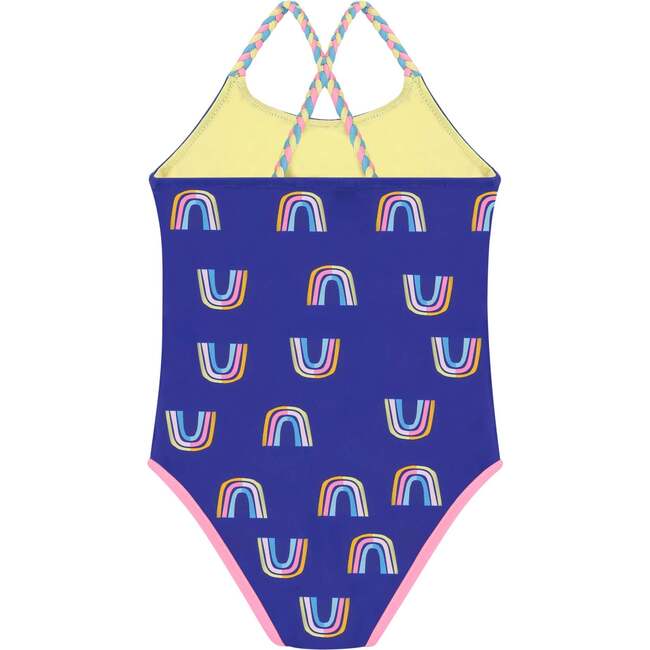 Purple and Ombre Reversible Rainbow Swimsuit, Navy - One Pieces - 7