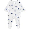 Alexis Fleece Pajamas, White and Navy Blue - Pajamas - 1 - thumbnail