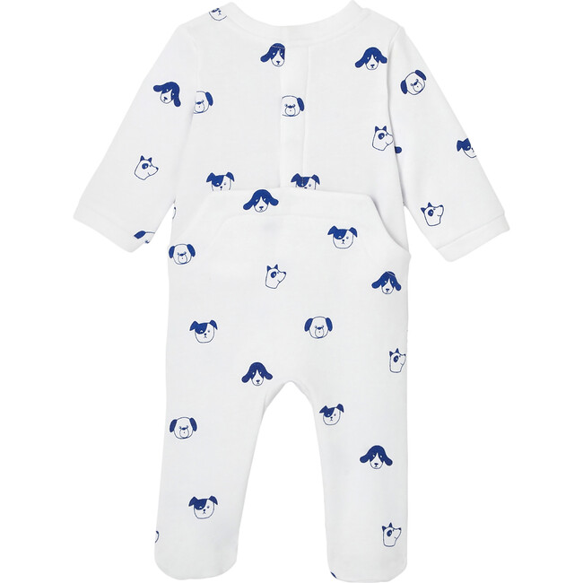 Alexis Fleece Pajamas, White and Navy Blue - Pajamas - 3