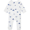 Alexis Fleece Pajamas, White and Navy Blue - Pajamas - 3