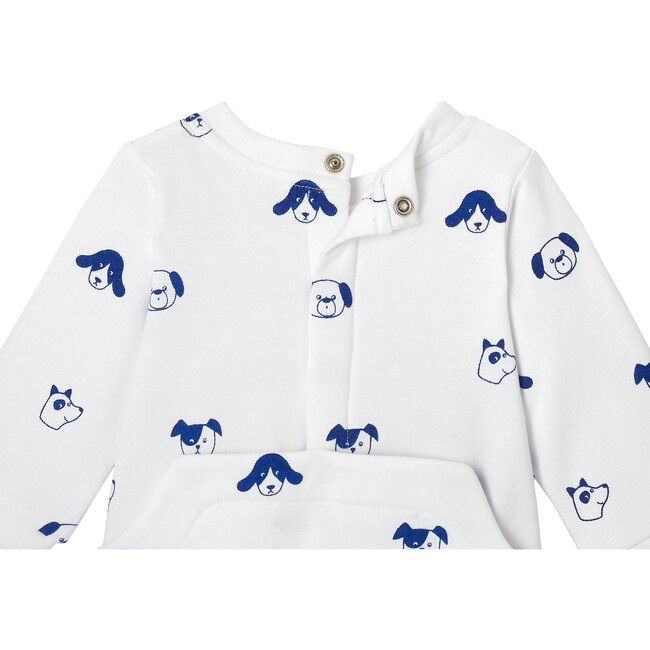 Alexis Fleece Pajamas, White and Navy Blue - Pajamas - 4