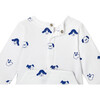 Alexis Fleece Pajamas, White and Navy Blue - Pajamas - 4
