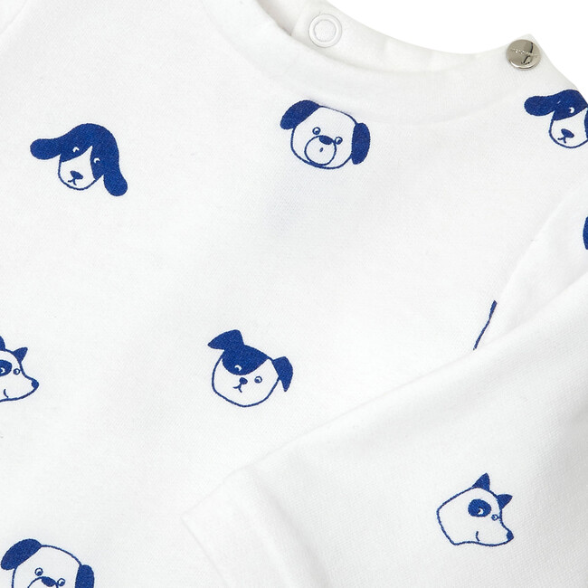 Alexis Fleece Pajamas, White and Navy Blue - Pajamas - 5