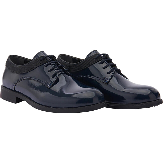Cap Toe Oxford Shoes, Navy - Slip Ons - 1