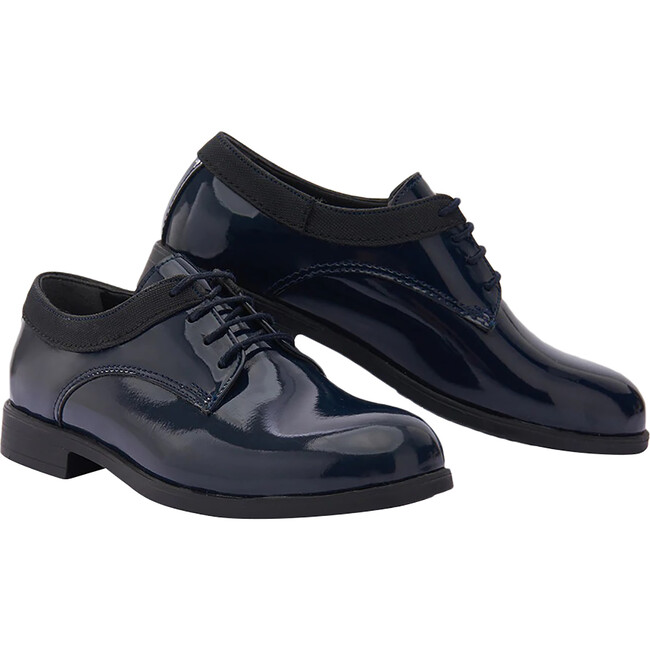 Cap Toe Oxford Shoes, Navy - Slip Ons - 2