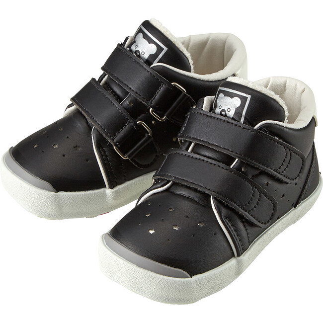 DOUBLE B Soft Leather Shoes, Black - Sneakers - 1