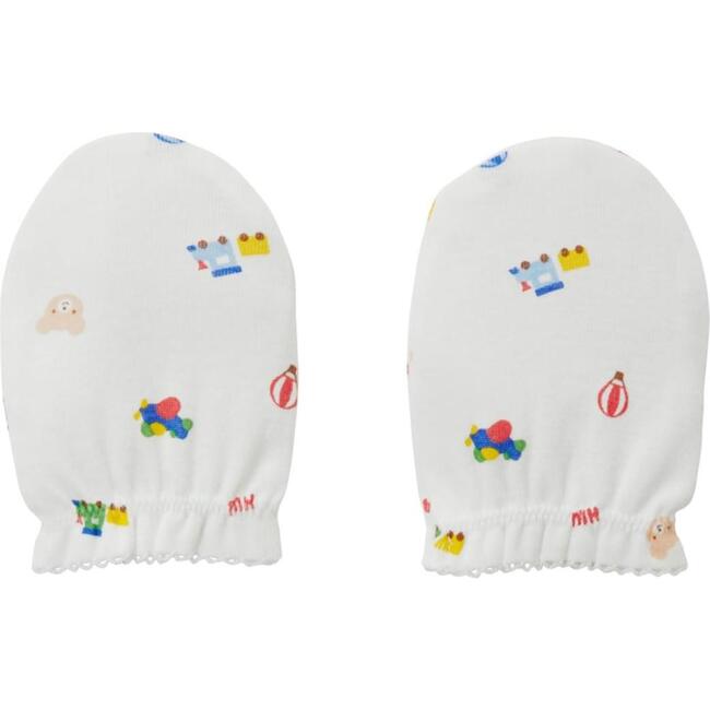 Cotton Baby Mittens, Blue - Gloves - 2