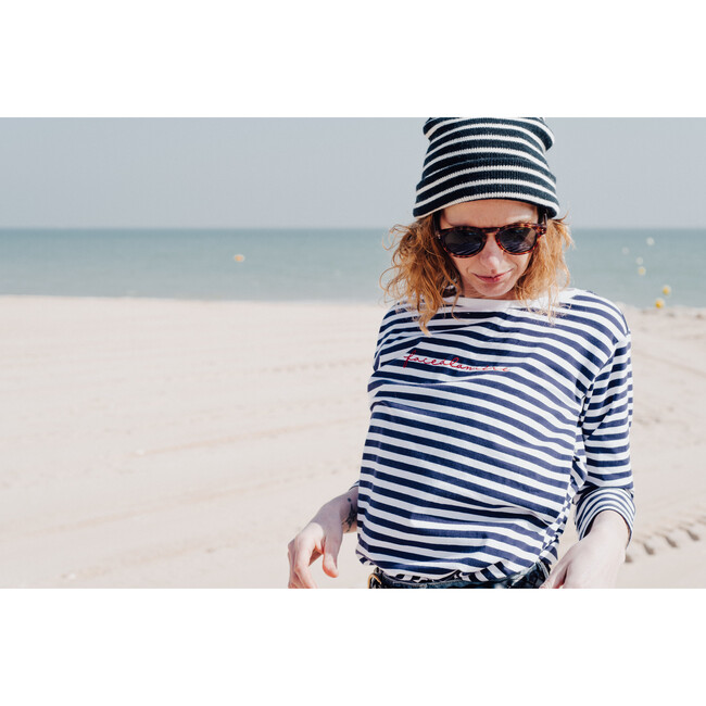 Women's Nursing Face À La Mère Top, Navy - Shirts - 5