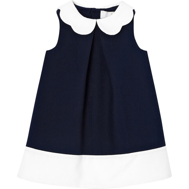 Anabelle Dress, White and Navy