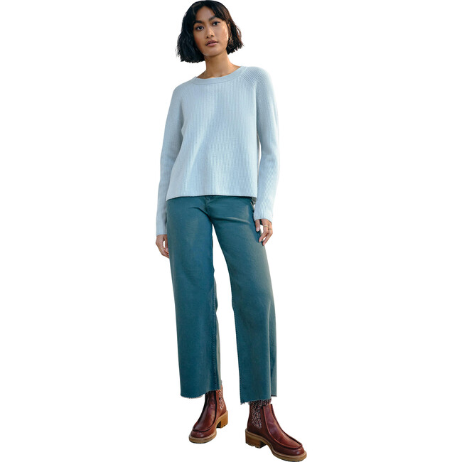 Recycled Cashmere Ribbed Crewneck, Pale Jade