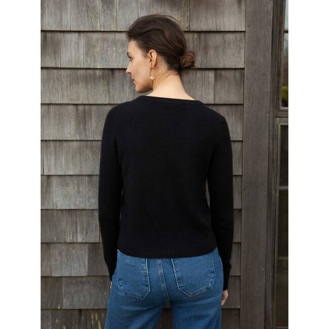 Essential Cashmere Shrunken Crewneck, Black - Sweaters - 4