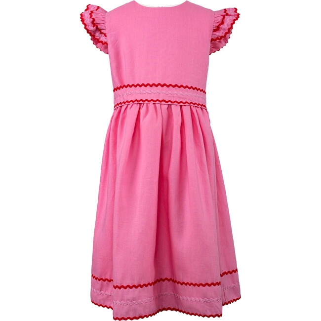 Girl's Linen Dress, Hot Pink - Dresses - 1