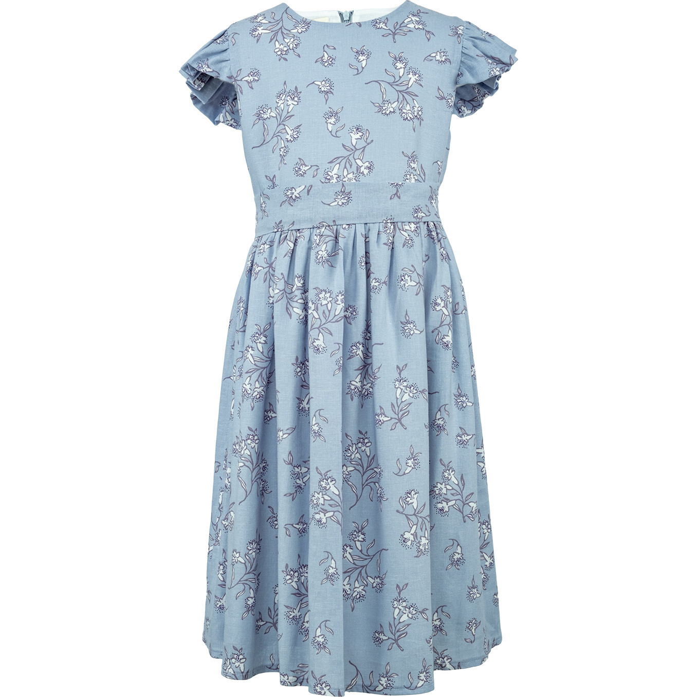 Girl's Linen Blend Flower Dress - Dresses - 1