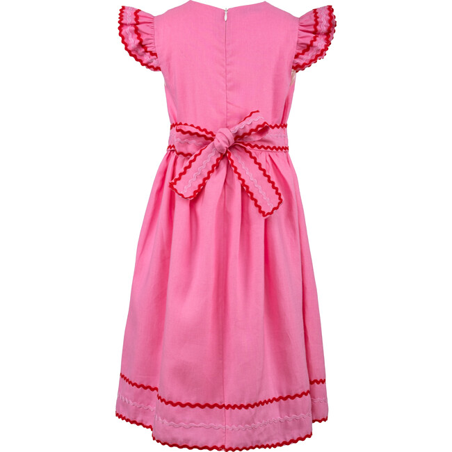 Girl's Linen Dress, Hot Pink