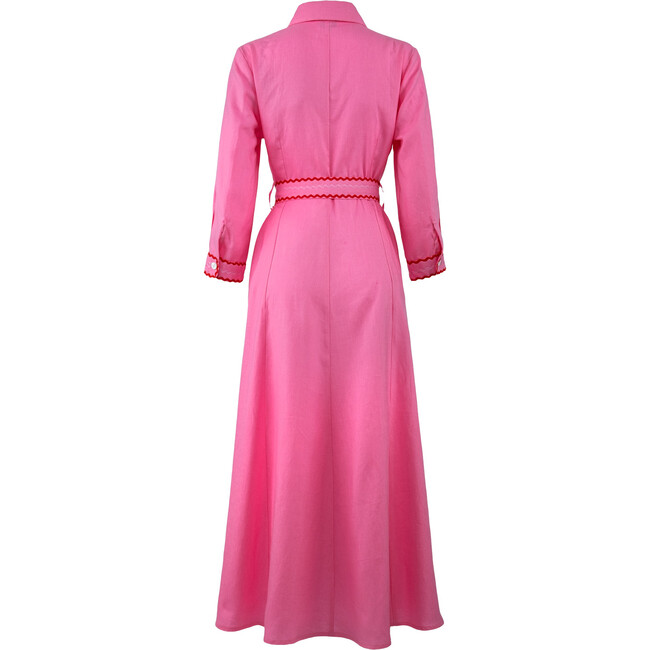 Women's Linen Shirt Dress, Hot Pink