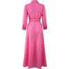 Women's Linen Shirt Dress, Hot Pink - Dresses - 2