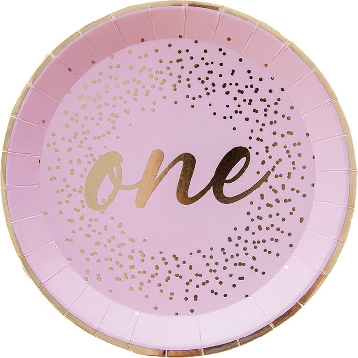 Onederland Dessert Plates, Pink - Party - 1