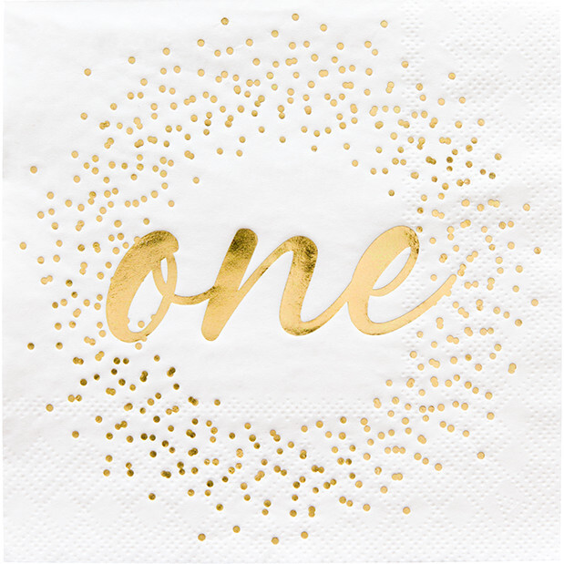 Onederland Cocktail Napkins, Gold - Party - 1